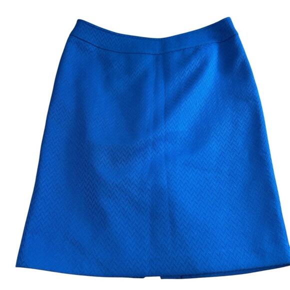 Tahari Arthur S. Levine Blue Textured Pencil Skirt Sz 8 Lined Back Slit - Picture 3 of 5
